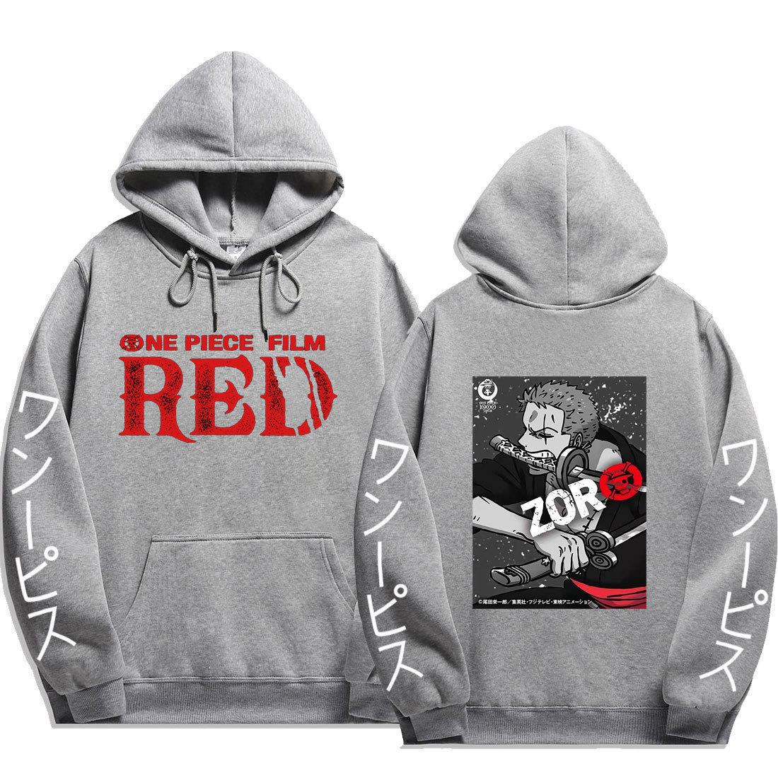 Cool Unisex RED Zoro Printed Casual Hoodie