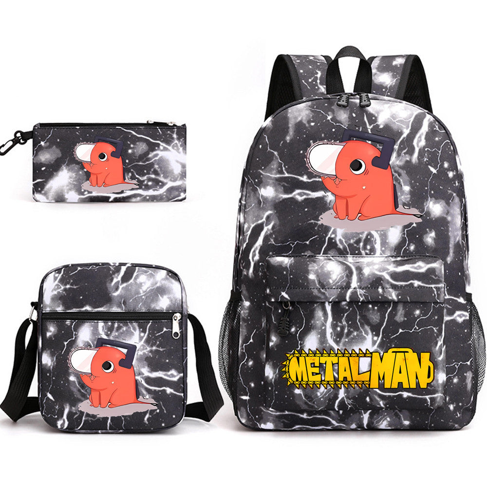 Pochita School Bag Three-piece Backpack