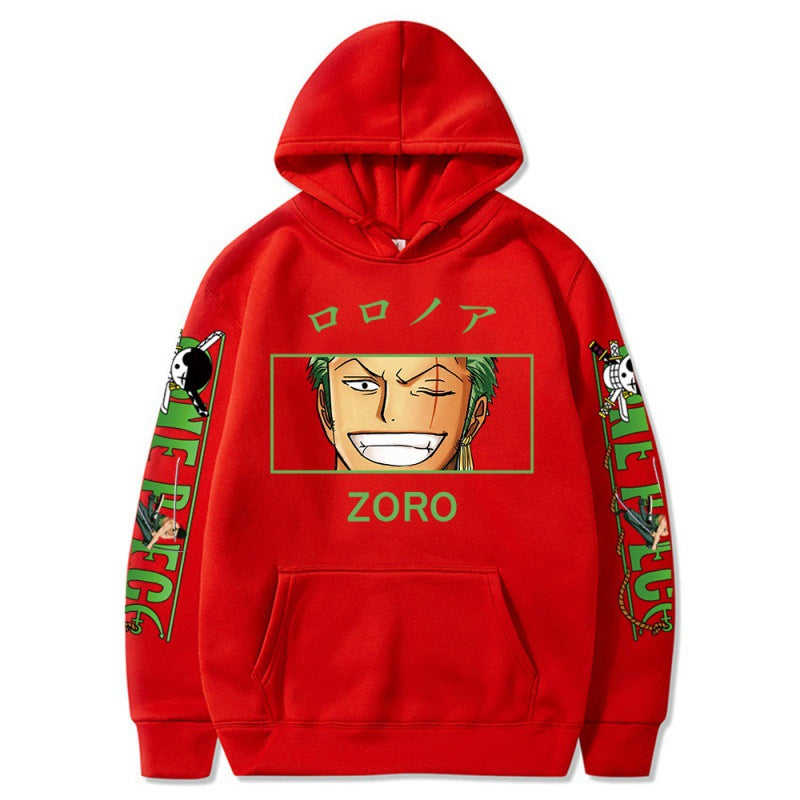 Casual ZORO Print Unisex Long-sleeved Hoodie