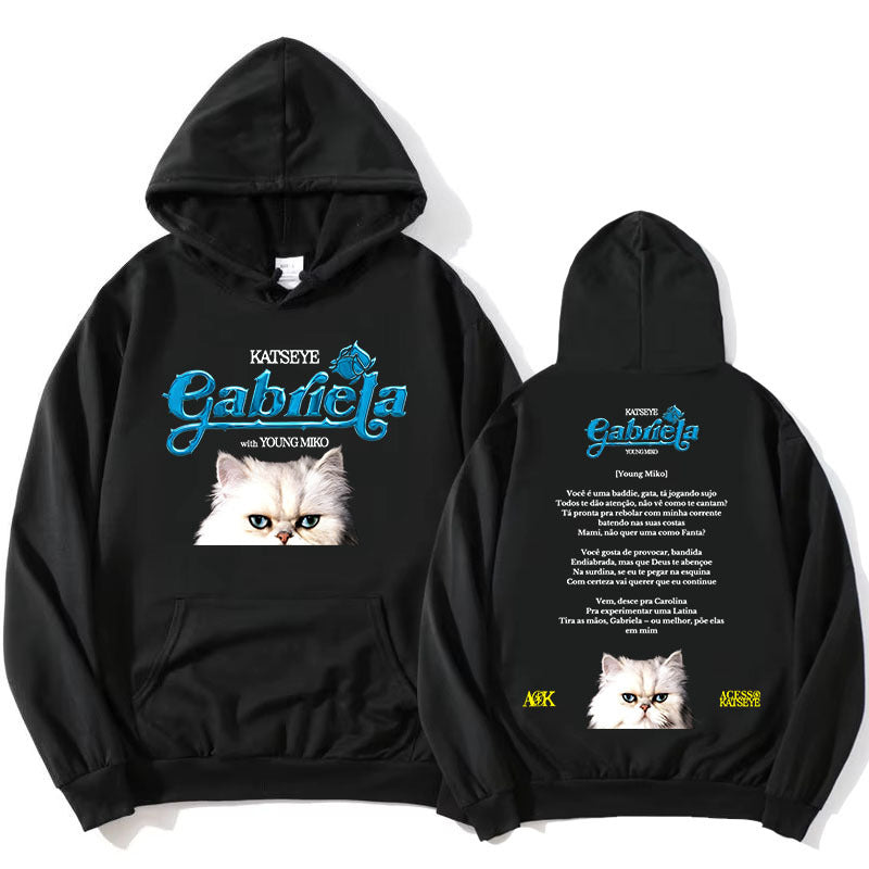 Kawaii KPOP Gabriela Cat Print Pullover Hoodie