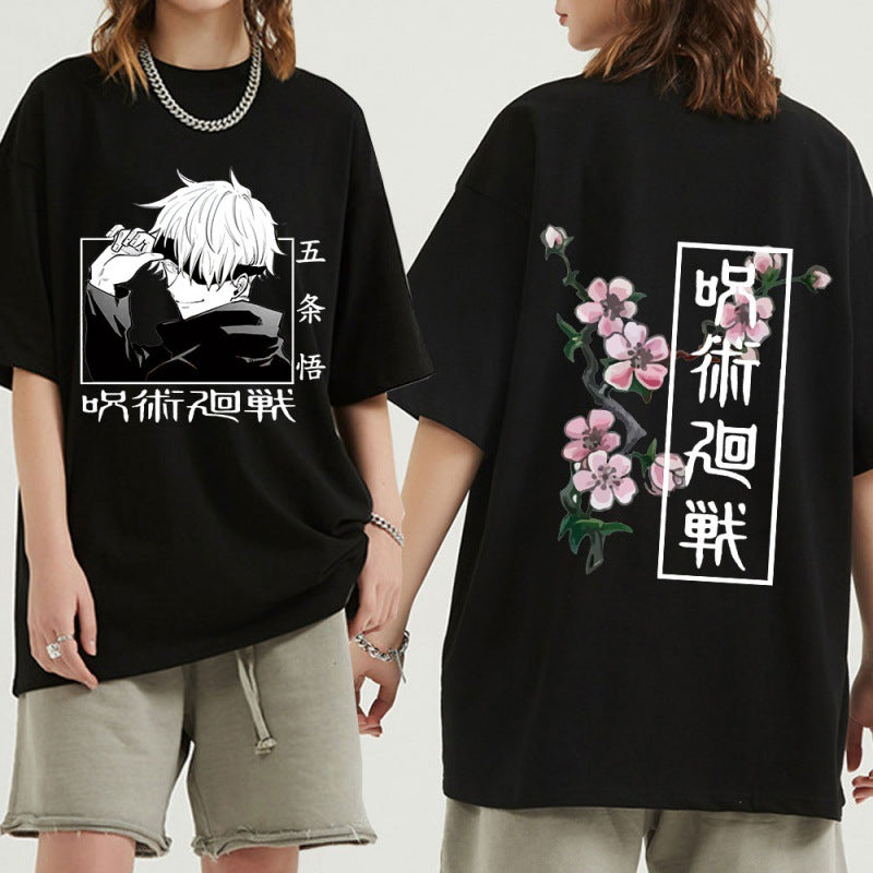 Casual Round Neck Short-sleeved Anime T-shirt