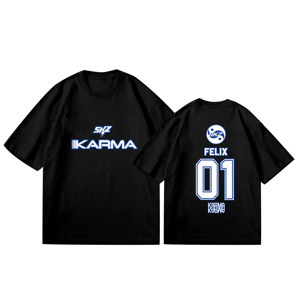 Casual KARMA Album Logo Print Short Sleeve Top