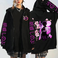 Unisex Chic Anime Graphic Print Zipper Hoodie