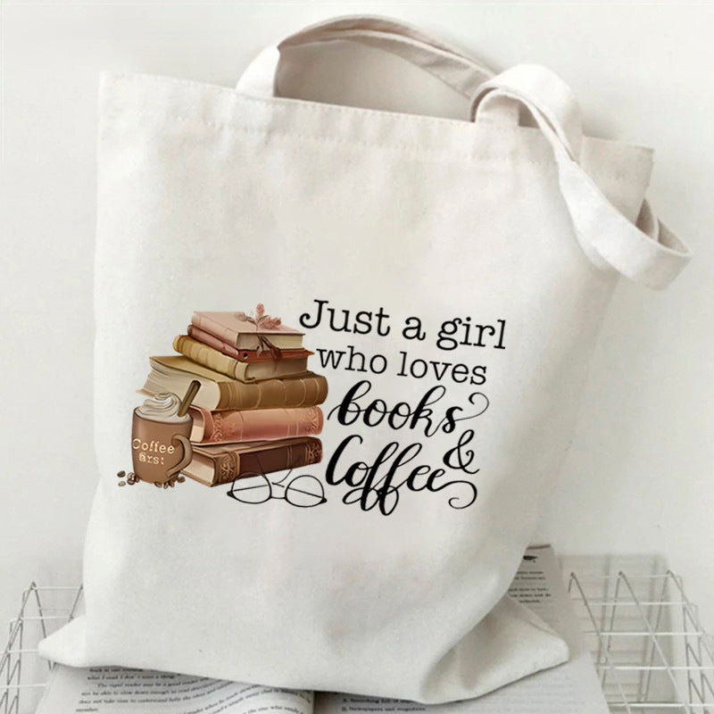 Vintage Just A Girl Who Loves Books Canvas Tote Bag