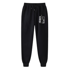 Casual Anime Printed Black Sports Pants