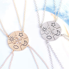 Star Moon Sun Cloud Splicing Friends Necklace