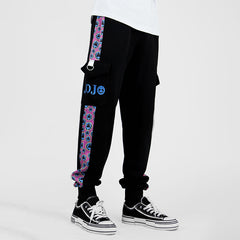 Unisex JOJO Print Casual Black Loose Pants