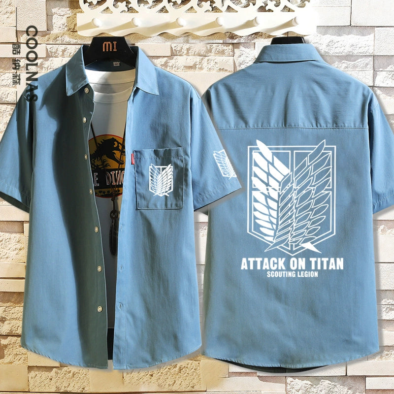Men's Anime Survey Corps Short Sleeve Loose Shirt