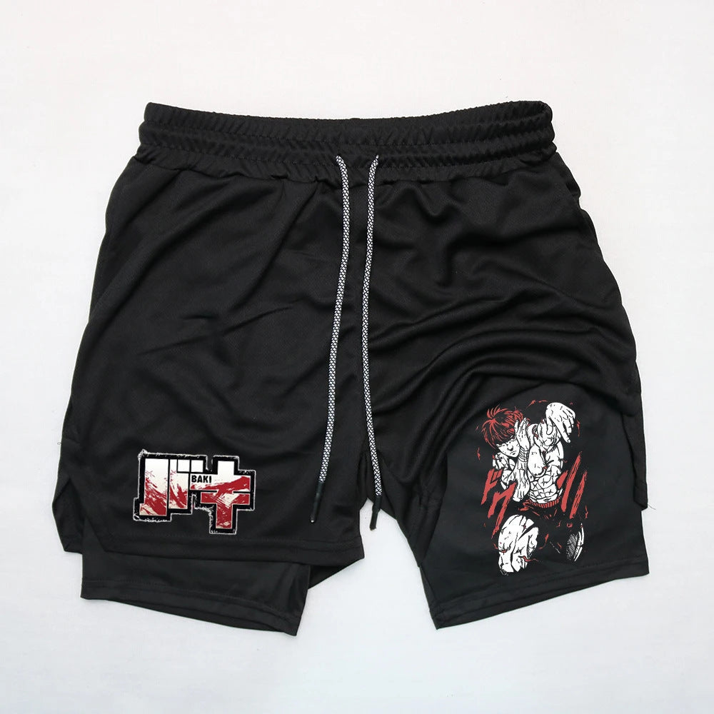 Baki Hanma Printed Double-layer Sports Shorts