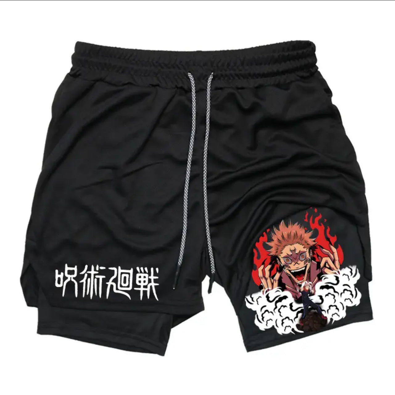 Casual Anime Printed Double-layer Fitness Shorts