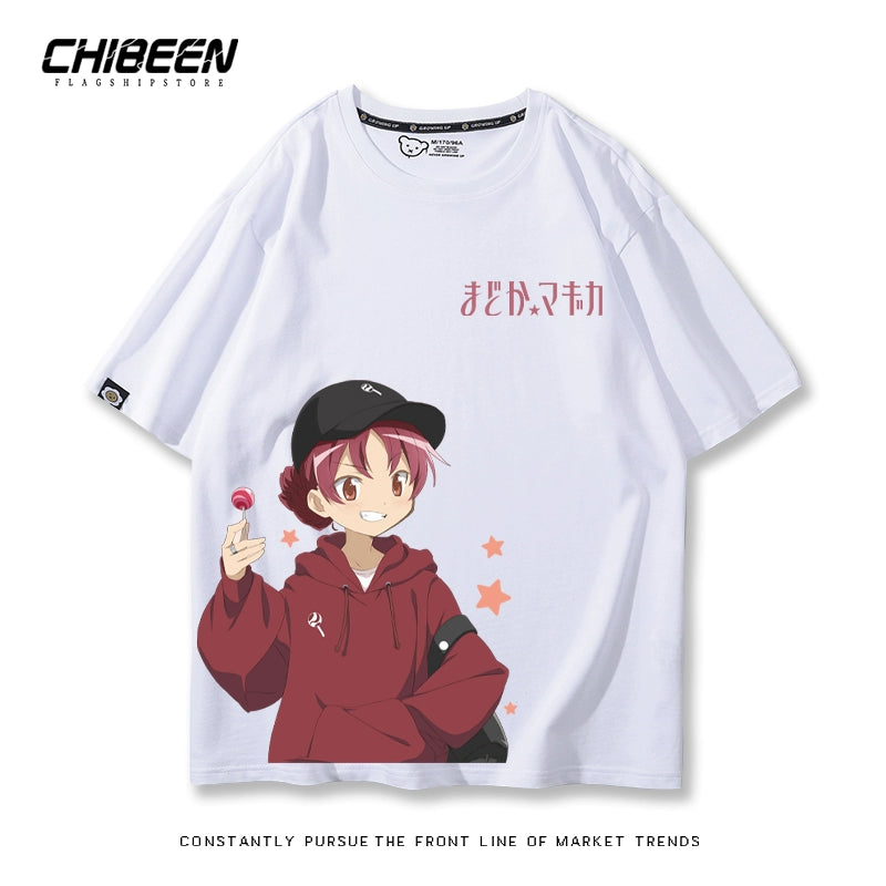 Versatile Anime Print Short-sleeved Top