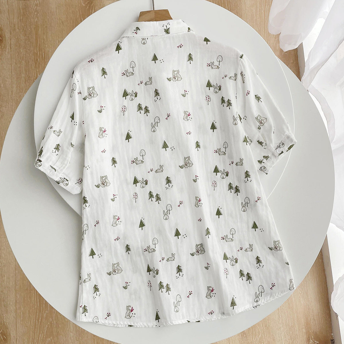 Summer Girls Cute Rabbit Printed Short Sleeved Shirt