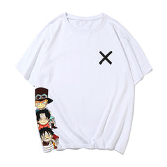 Unisex Luffy Zoro Print Loose Cotton T-shirt