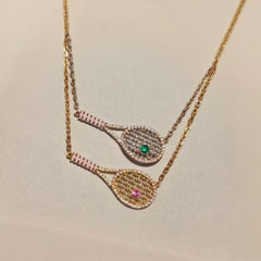 Dazzling Tennis Racket Pendant Necklace