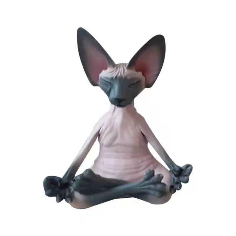 Hairless Meditation Cat Resin Ornaments