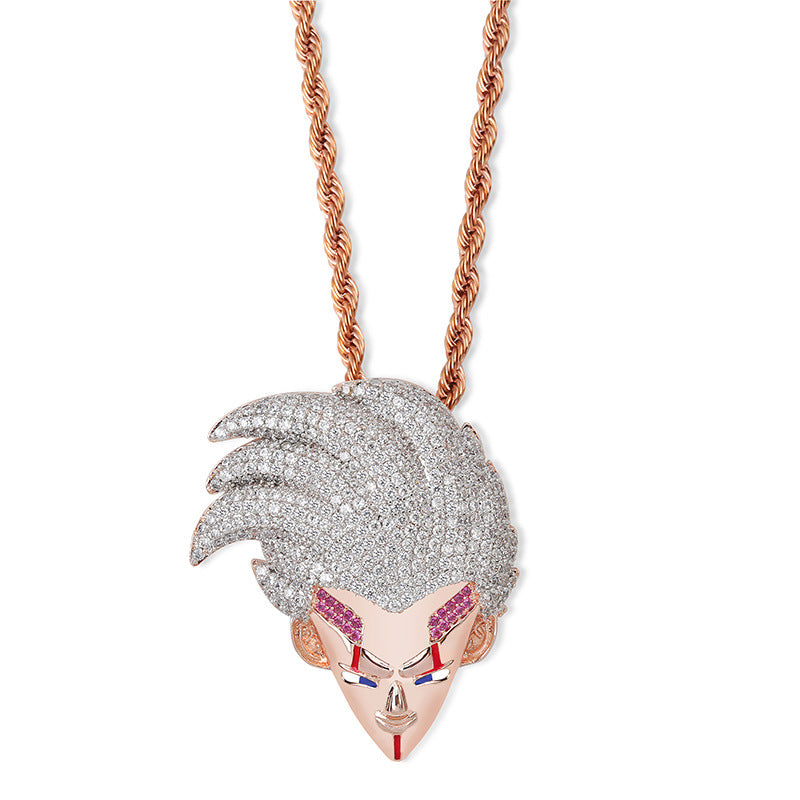 Trendy Anime Pendant Inlaid Zircon Necklace