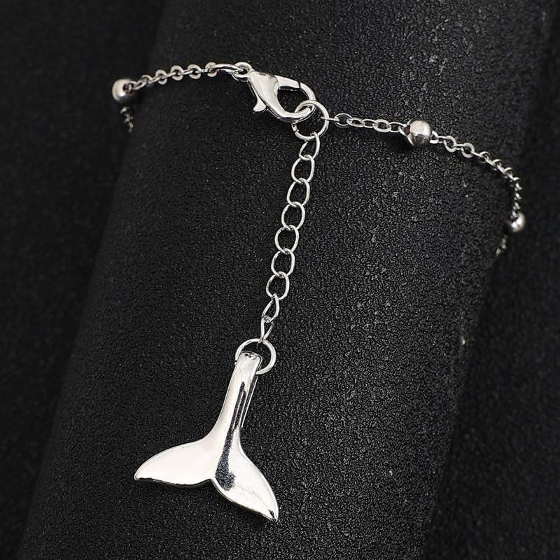 Bead Chain Dolphin Tail Pendant Bracelet