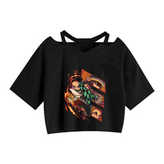 Women's Anime Printed Short Sleeve Cropped Top