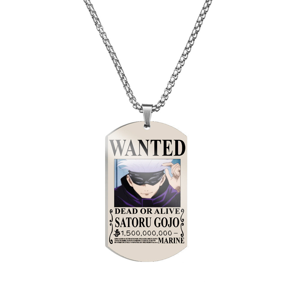 Trendy Anime Printed Dog Tag Necklace