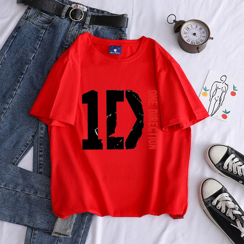 Casual 1D Short-sleeved Cotton T-shirt