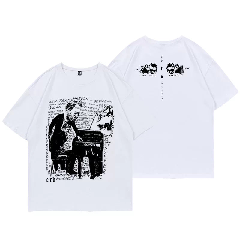 Rose Same Round Neck Printed T-shirt
