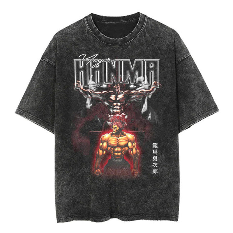 Vintage Anime Washed Loose Short Sleeve T-shirt