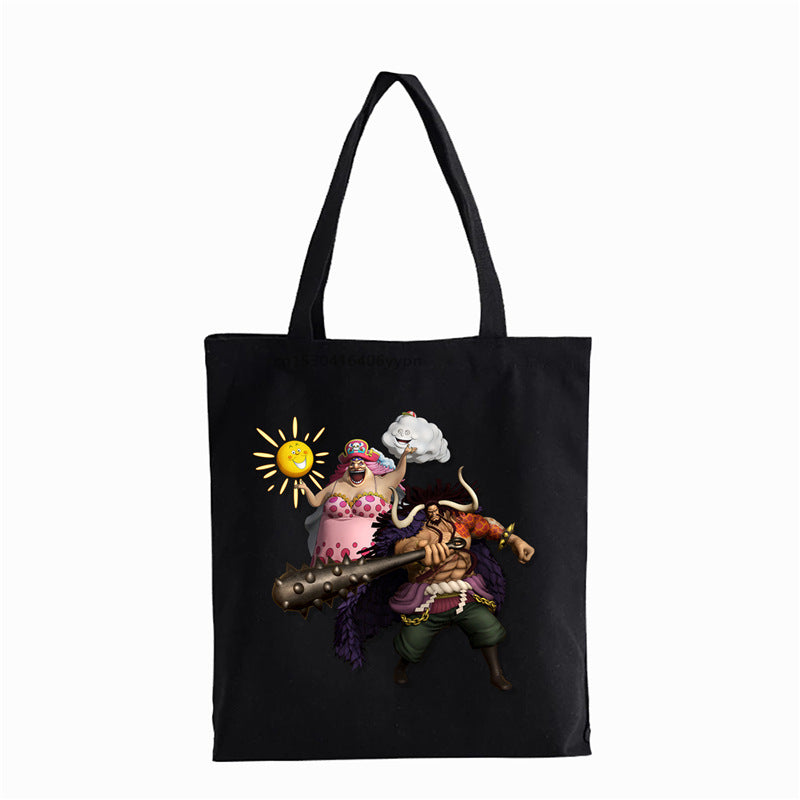 Trendy Luffy Printed Canvas Shoulder Tote Bag