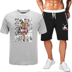 Men's Baki Anime T-Shirt Shorts Two-piece Set