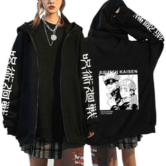 Unisex Trendy Anime Casual Black Zipper Hoodie