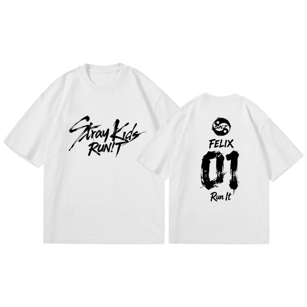 SKZ RUN IT Number Printed Short-sleeved T-shirt