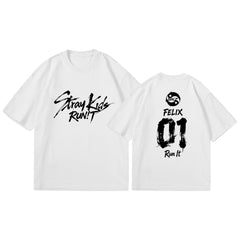 SKZ RUN IT Number Printed Short-sleeved T-shirt