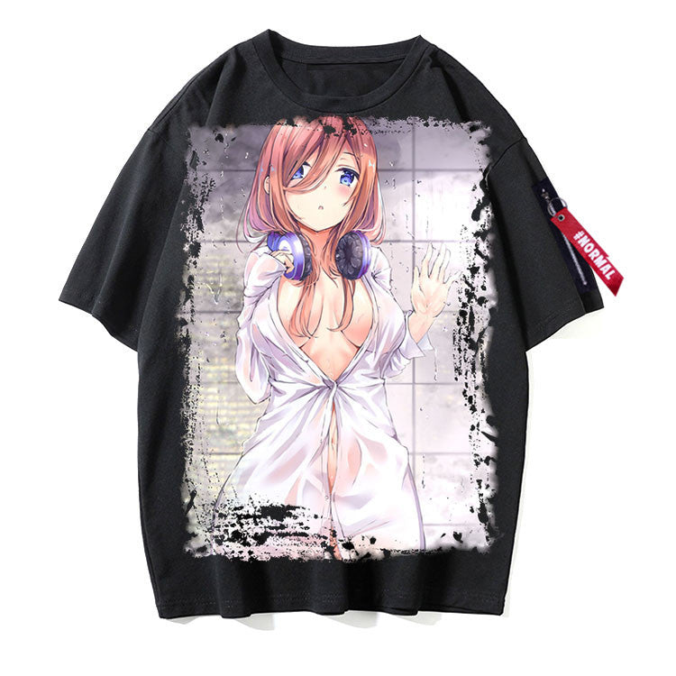 Women's Anime Short-sleeved Black T-shirt