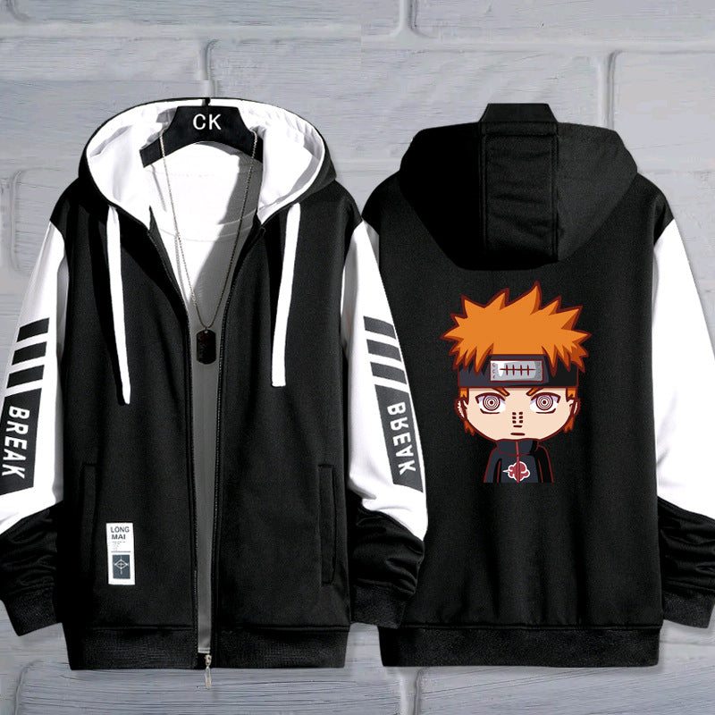 Trendy Anime Cartoon Zip Up Hooded Jacket