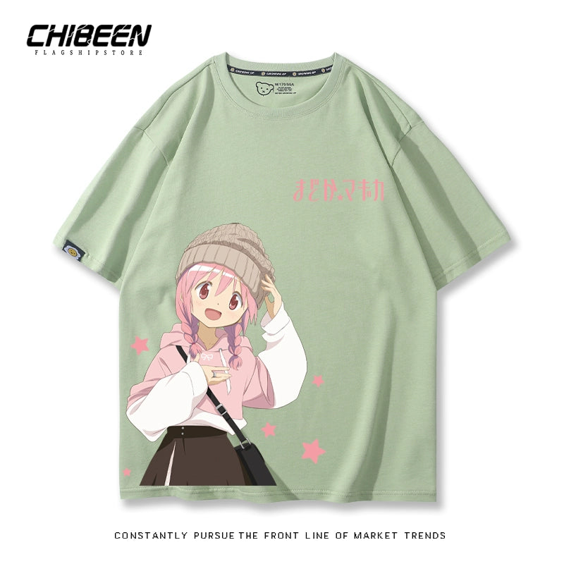 Versatile Anime Print Short-sleeved Top
