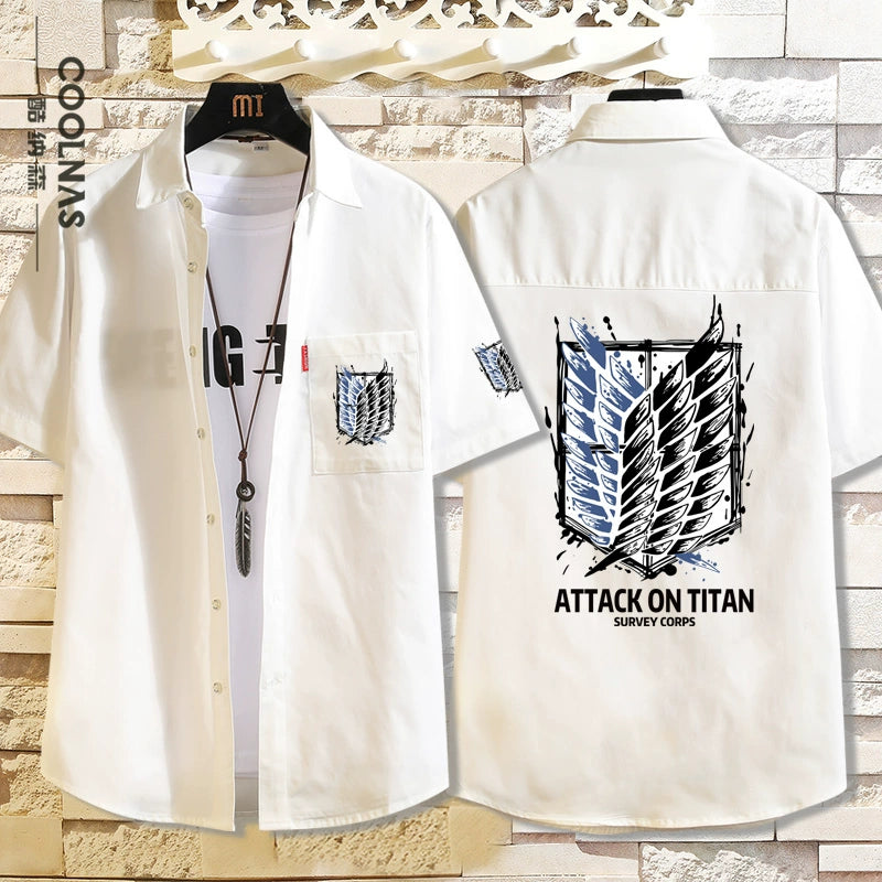 Men's Anime Survey Corps Short Sleeve Loose Shirt