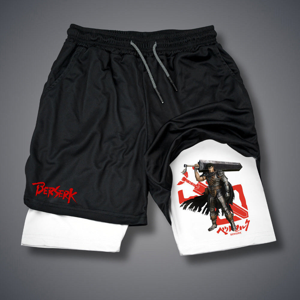 Casual Anime Double-layer Sports Shorts