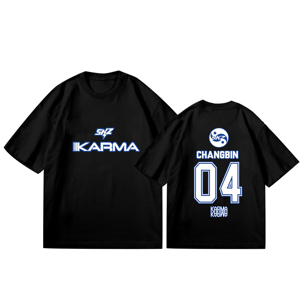 Casual KARMA Album Logo Print Short Sleeve Top