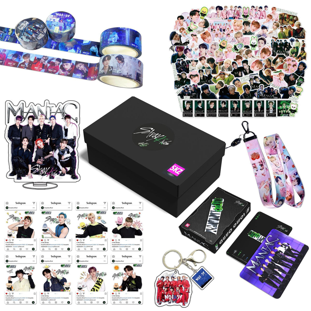 KPOP Keychain Sticker Lanyard Cards Gift Box