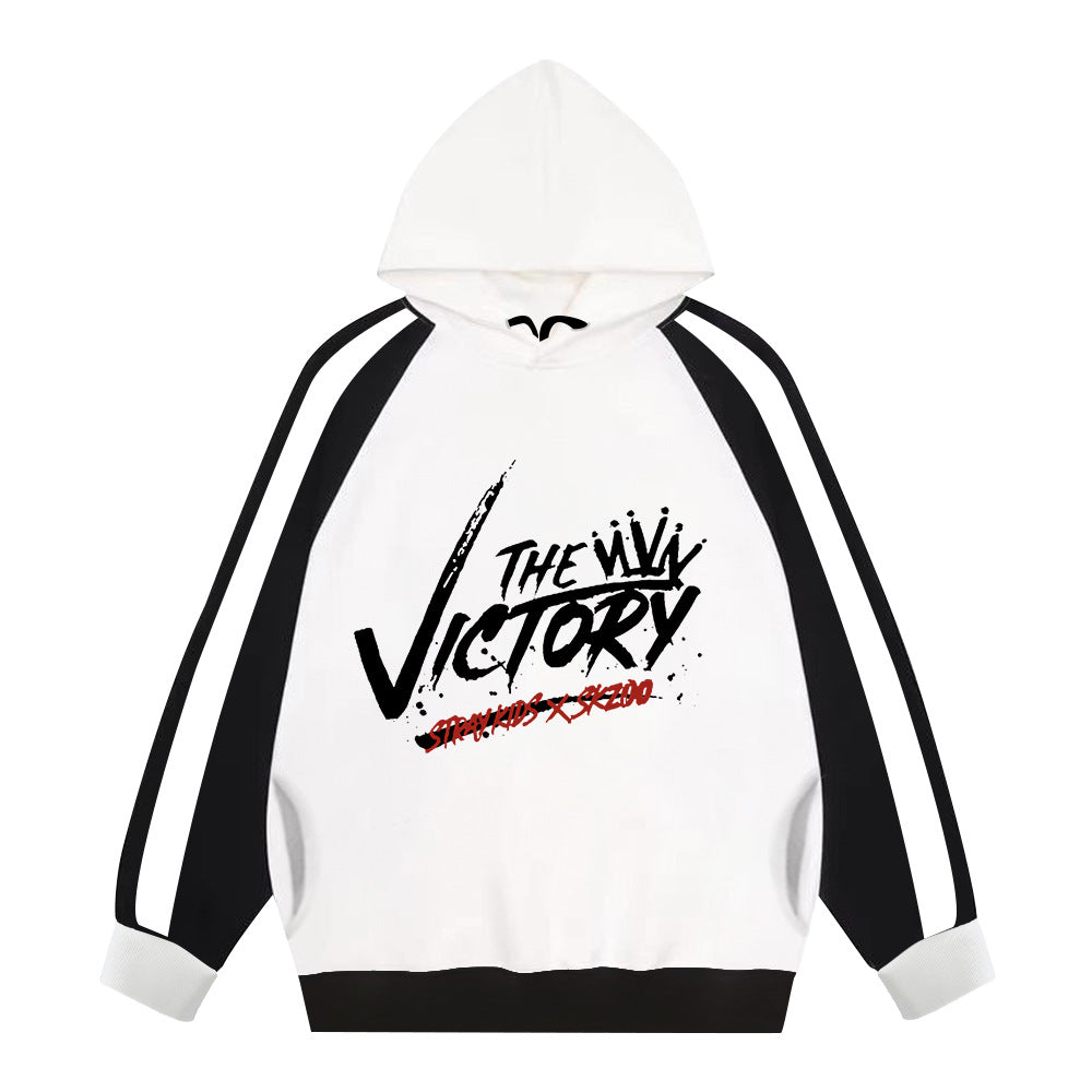 Cartoon SKZ Print Color Block Hoodie
