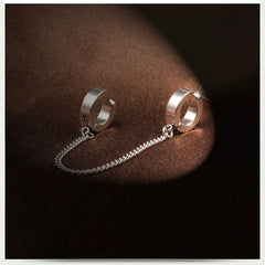 Jung Kook Chain Fringed Stud Earrings Titanium Steel