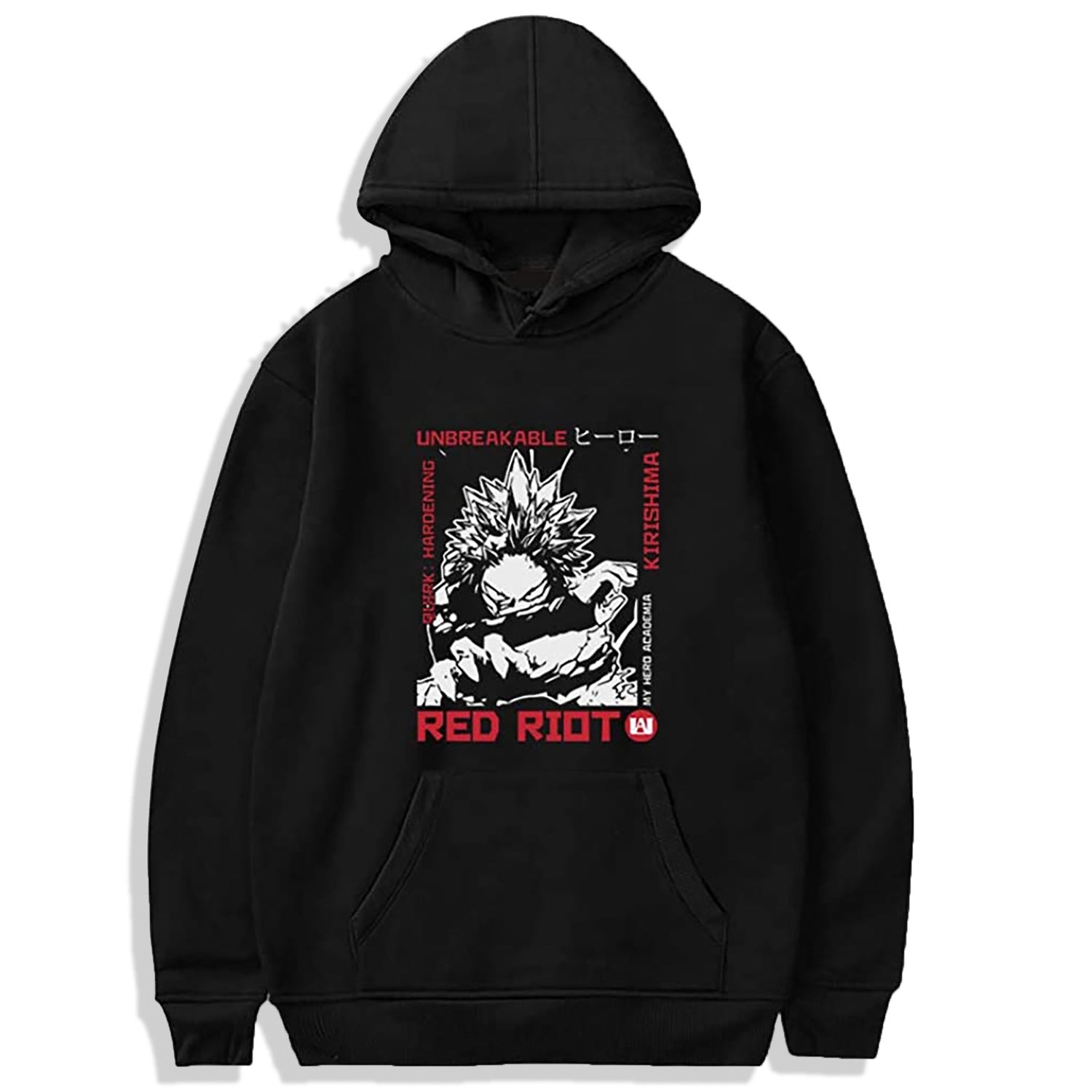 Unisex Anime Graphic Print Black Casual Hoodie