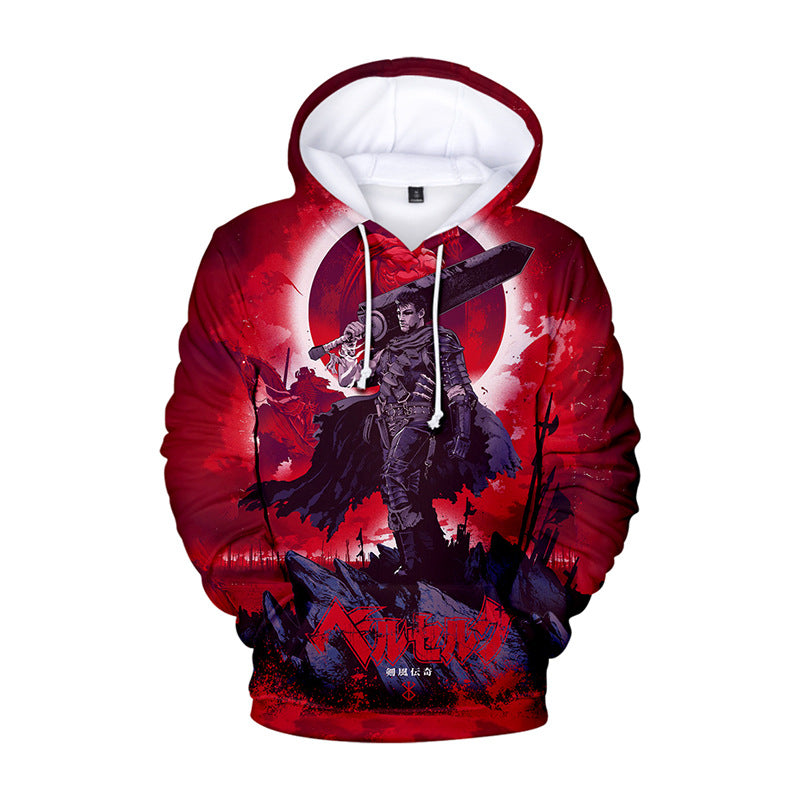 Unisex Anime Digital Printed Pullover Hoodie