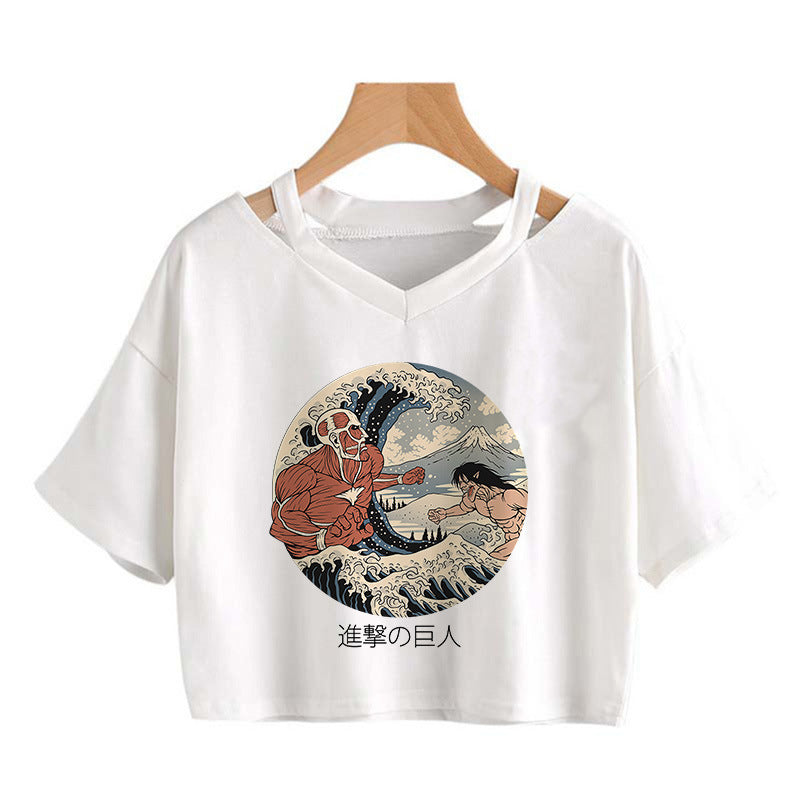 Trendy Women's Anime Print Cropped T-Shirt