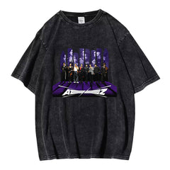 Retro KPOP Album Print Washed T-shirt