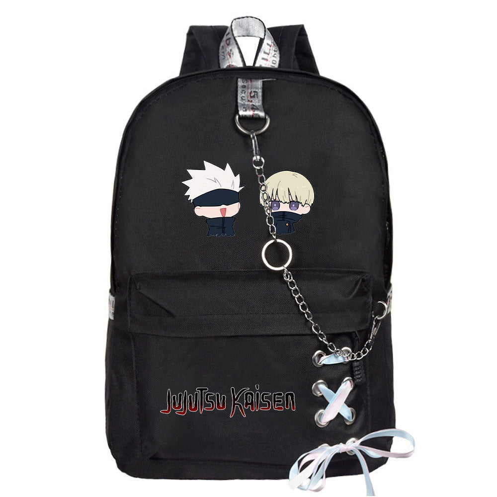 Casual Anime Lace-Up Chain Canvas Backpack