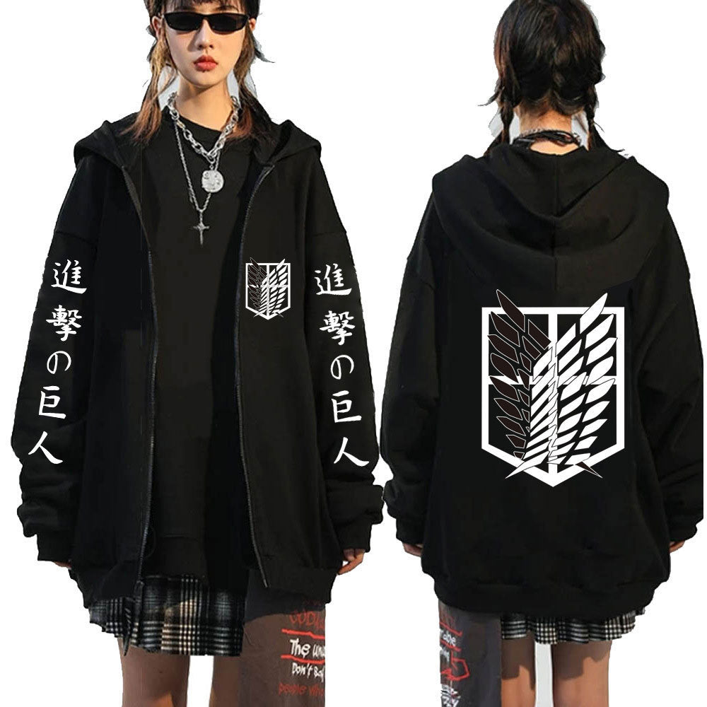 Unisex Anime Graphic Printed Zipper Fhoodie