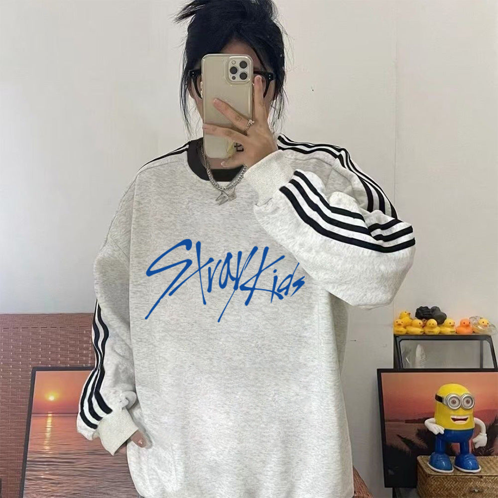 Karma Cartoon Doll Stripe Cotton Sweatshirt