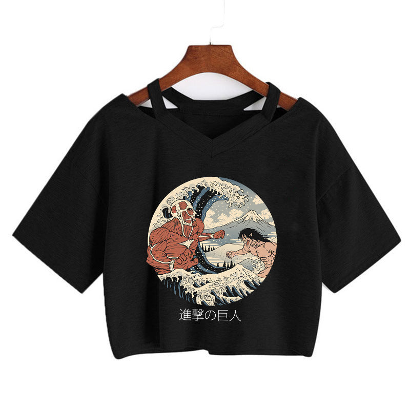 Trendy Women's Anime Print Cropped T-Shirt