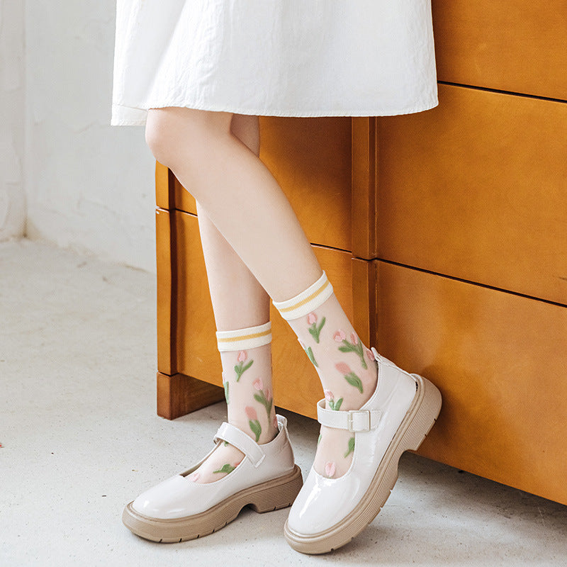 Tulip Medium Tube Silk Socks