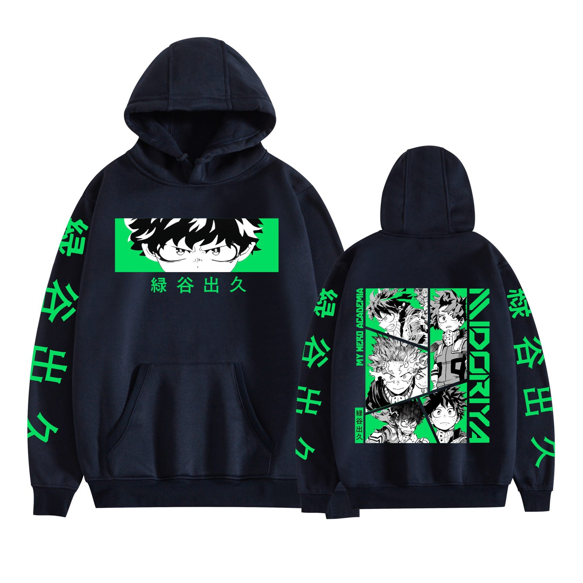 Unisex Anime Deku Print Pullover Hoodie
